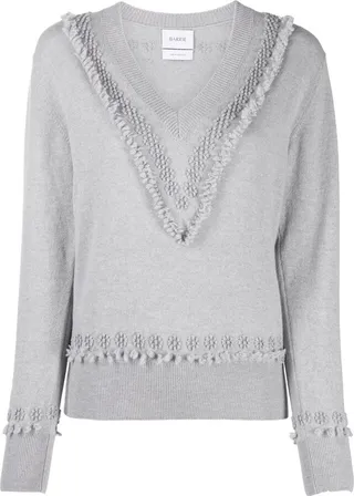 floral embroidered V-neck jumper
