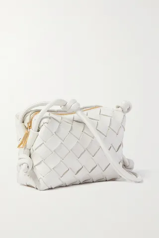 Bottega Veneta - Loop Candy Intrecciato Leather Shoulder Bag - White