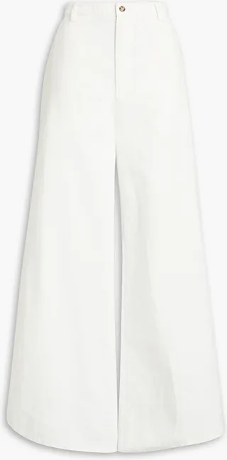 Cotton-twill wide leg pants