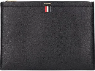 Large pebbled leather zip pouch