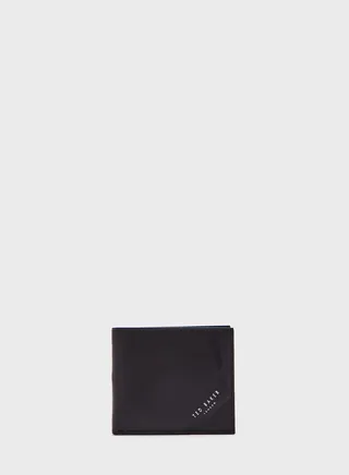 Embossed Corner Leather Bi-fold Coin Wallet