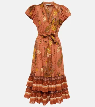 Remi tiered cotton-blend midi dress