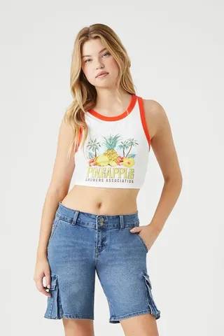 Baggy Denim Cargo Bermuda Shorts