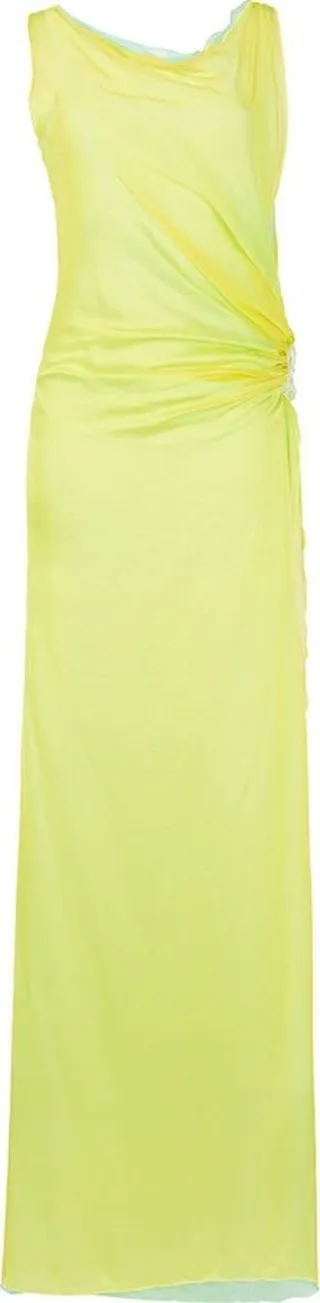 The Lemonade brooch-detail draped silk dress