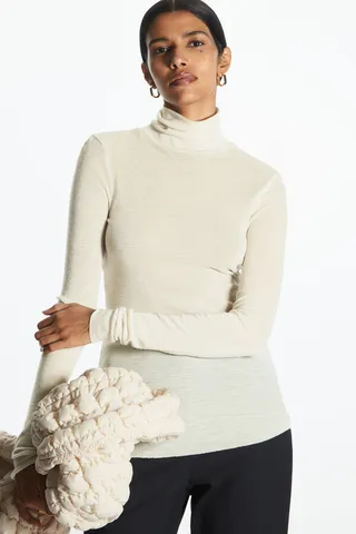 Slim-Fit Merino Wool Turtleneck Top