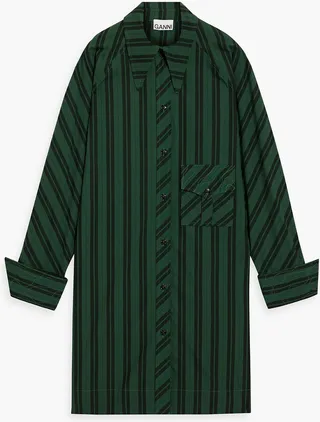 Oversized striped cotton-poplin shirt