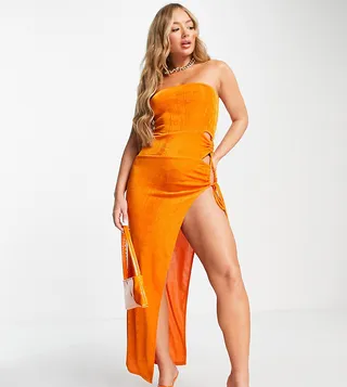 ASYOU bandeau cut-out maxi dress in orange