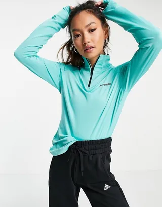 adidas Terrex half zip top in mint