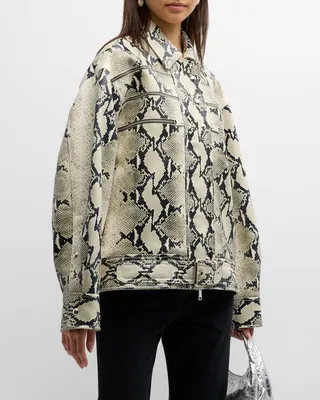 Tania Snake-Print Leather Jacket