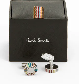Multi-Colored Stripe Edge Circular Cufflinks