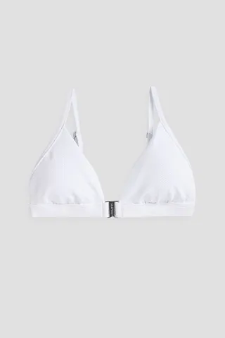 Stretch-jacquard bikini top