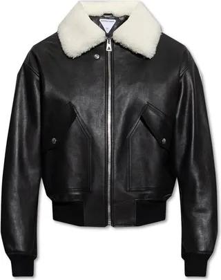 Bottega Veneta Shearling Collar Leather Jacket