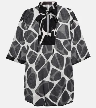 Printed cotton and silk minidress
