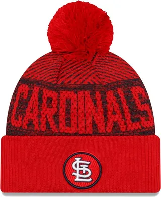Men's New Era Red St. Louis Cardinals Authentic Collection Sport Cuffed Knit Hat with Pom