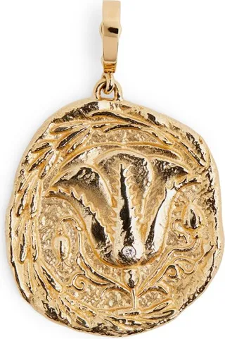 Azlee Large Yellow Gold And Diamond Of The Earth Coin Charm