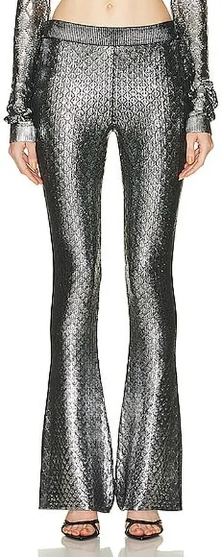 PACO RABANNE Straight Leg Pant in Metallic Silver