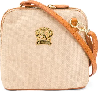 Made In Italy Small Raffia Front Leather Crossbody