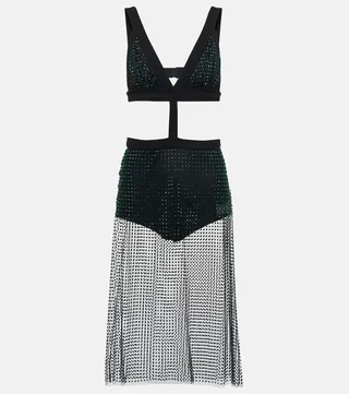 Embellished tulle midi dress
