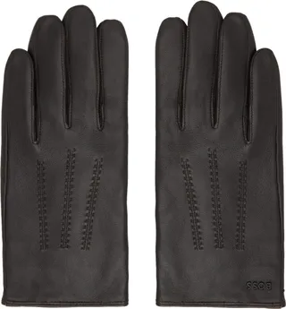 BOSS Brown Logo Gloves