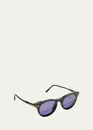 Men's Blue-Light Blocking T-Logo Round Optical Frames