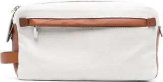 White Two-Tone Leather Washbag