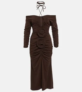 Off-the-shoulder cutout midi dress