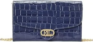 LAUREN Ralph Lauren Embossed Leather Medium Adair Crossbody (French Navy) Handbags