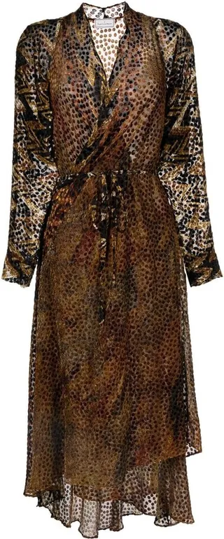 Graphic-Print Wrap Dress