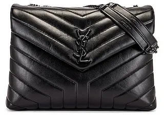 Saint Laurent Medium Supple Monogramme Loulou Chain Bag in Black