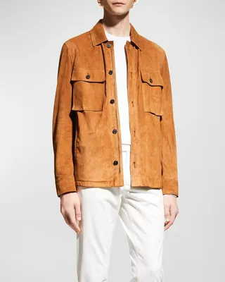 Men's Suede-Leather Overshirt