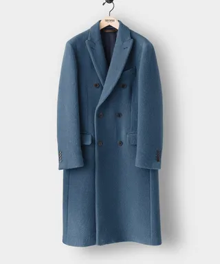 Italian Boucle Double Breasted Topcoat in Teal