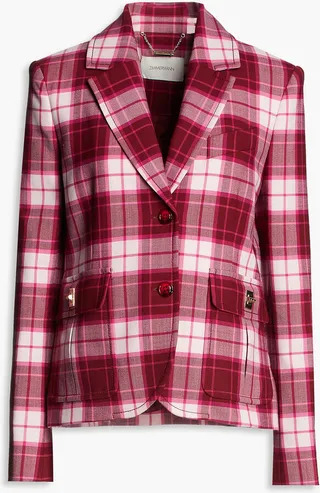 Checked woven blazer