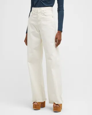 Taylor High-Rise Wide Frayed Jeans
