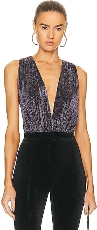 Zeynep Arcay X-Back Jersey Bodysuit in Blue