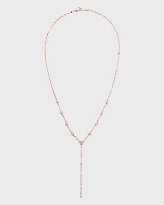 Disc Chime 14k Rose Gold Diamond Lariat