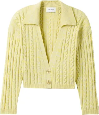 cable knit V-neck cardigan