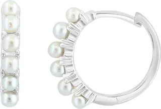 Sterling Silver 5-5.5mm Freshwater Pearl Hoop Earrings