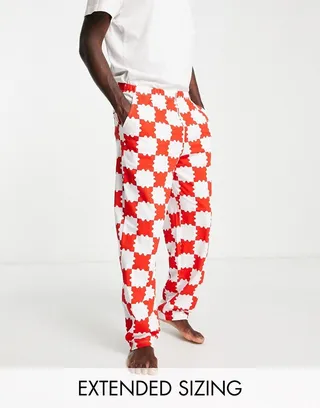 ASOS DESIGN lounge bottoms in red check print - part of a set