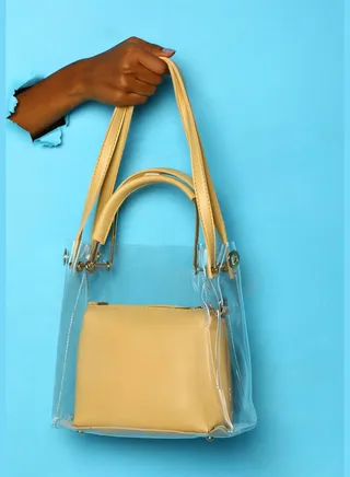 Solid Zip Lock Shoulder Bag with Handle detail