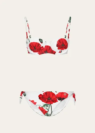 Poppies Printed Two-Piece Bikini Set