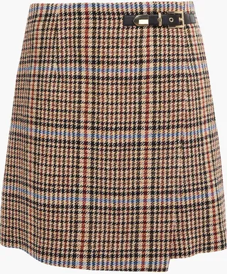 Dalya checked tweed mini wrap skirt
