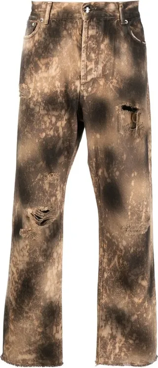 Bleached Distressed-Finish Jeans