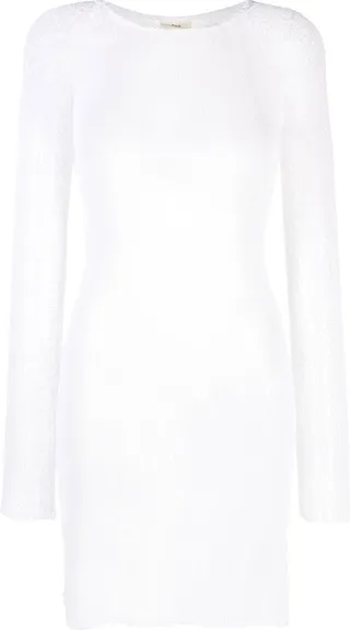 White Andy Open-Knit Mini Dress
