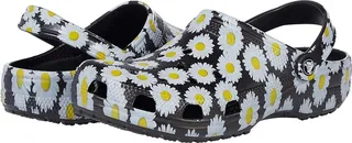 Crocs Classic Clog - Seasonal Graphic (Black Daisy) Clog Shoes