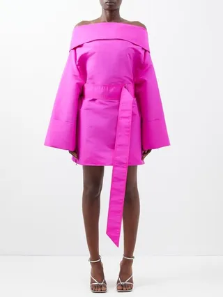 Belted Satin Mini Dress