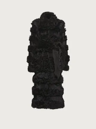 Ferragamo Women Shaved shearling coat Black