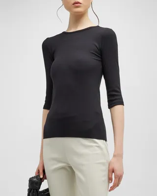 Elbow-Sleeve Crewneck T-Shirt