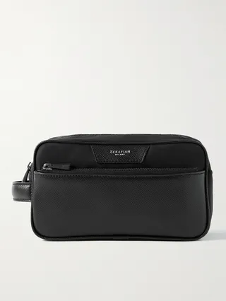 Evoluzione Cross-Grain Leather and Twill Wash Bag