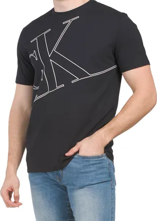 Short Sleeve Tilt Outline Monogram Crew Neck Tee