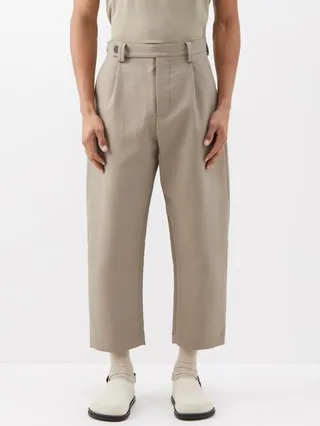 Voli Pleated Cotton-blend Cropped Trousers